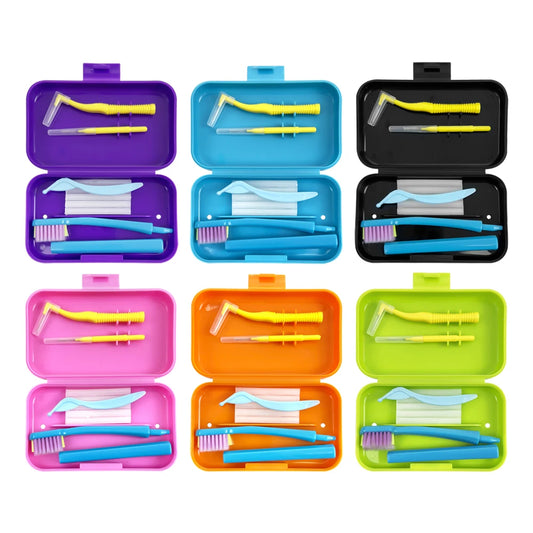 1 Box Portable Travel Dental Cleaning Set Oral Cleaning Care Toothbrush Interdental Brush Teeth Whitening Orthodontic Care Kit