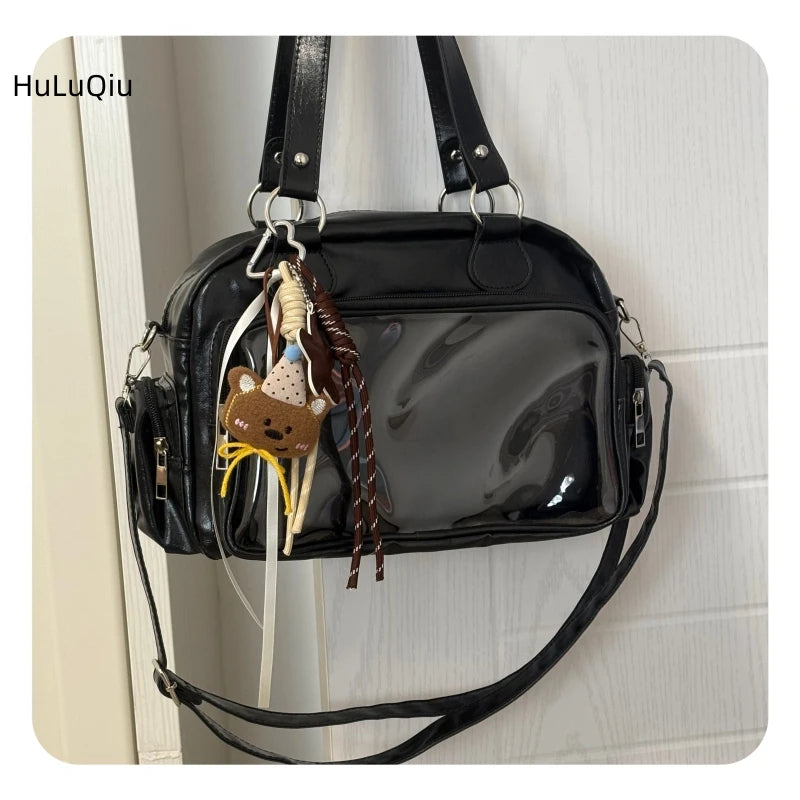 PU Transparent Ita Bolsos Mujer Japan Style Jk Bag High Capacity Sac Femme Crossbady Shoulder Bags Square Casual Bolsas