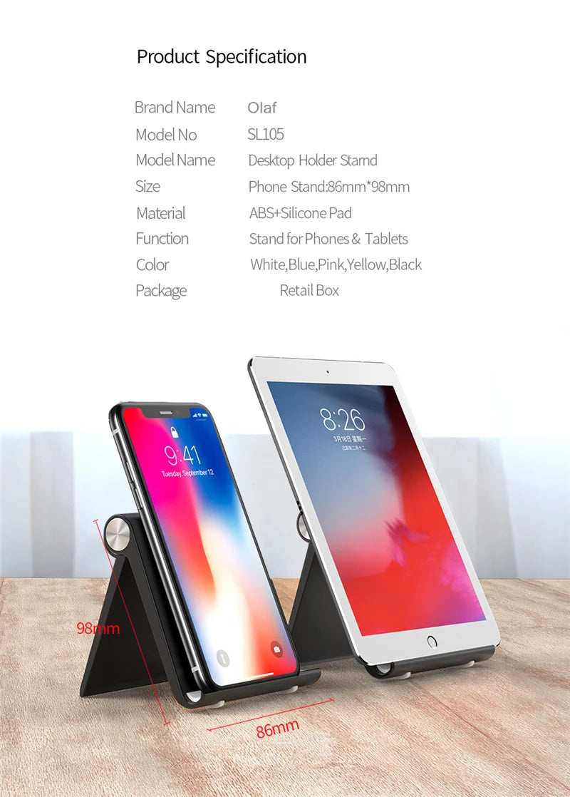 Phone Holder Stand Mobile Smartphone Support Tablet Stand for iPhone 14 13 Ideal for desk, bedside table or study