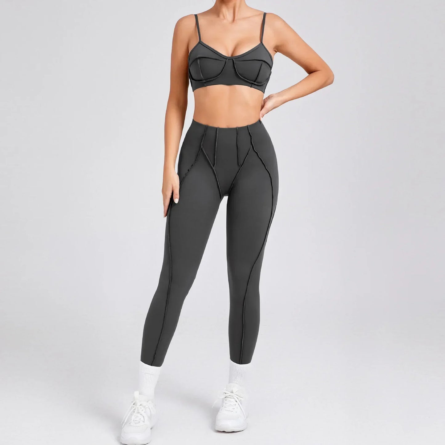 Yoga Sports Fitness Sets High Waist Hip-lifting Trousers Open Back Bra Suit Casual Running Workout Gym Leggings Sexy Sets Women