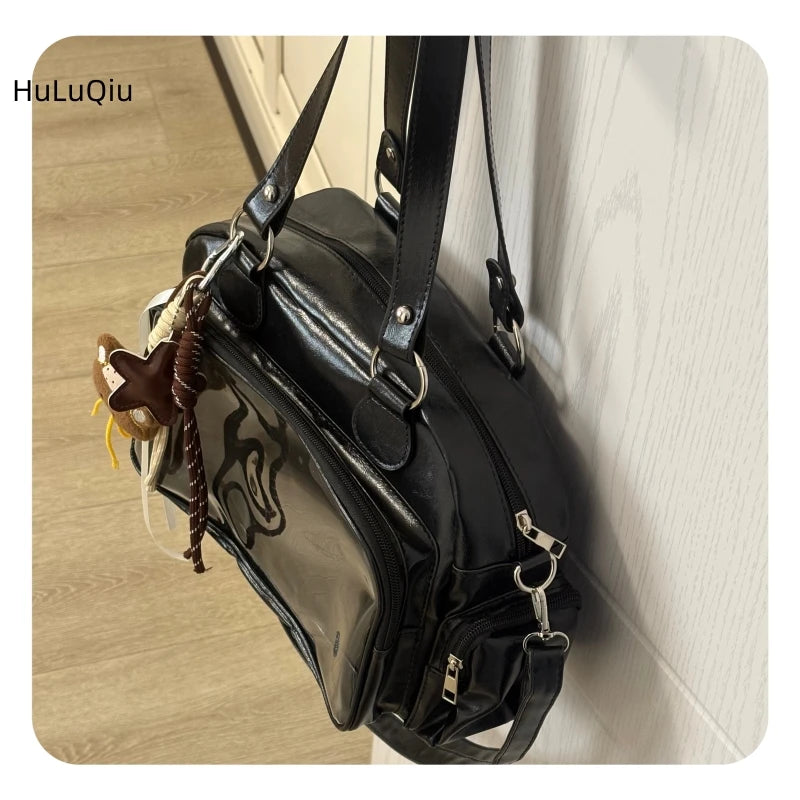 PU Transparent Ita Bolsos Mujer Japan Style Jk Bag High Capacity Sac Femme Crossbady Shoulder Bags Square Casual Bolsas