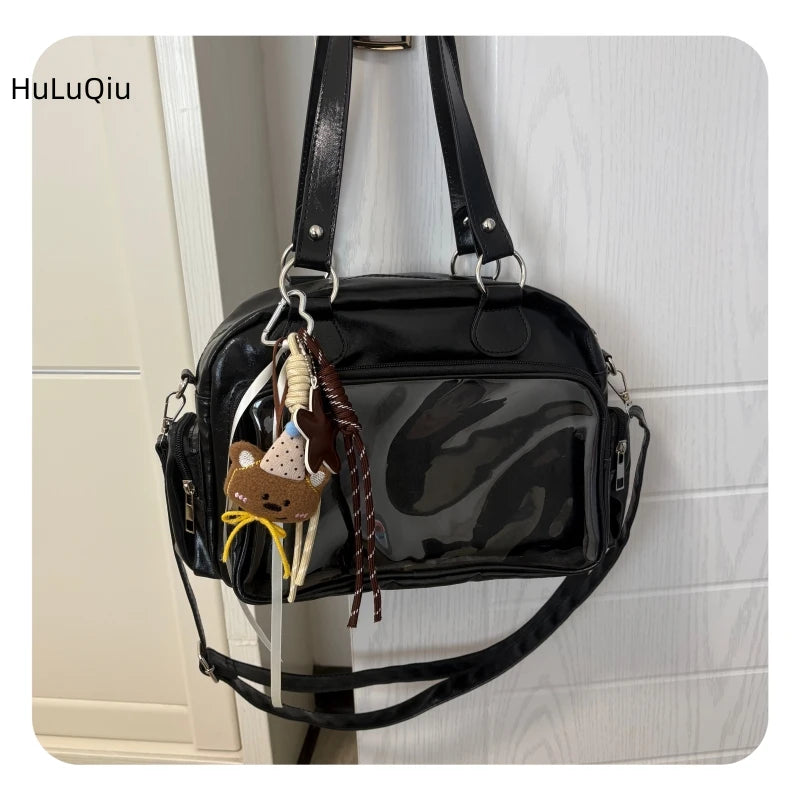 PU Transparent Ita Bolsos Mujer Japan Style Jk Bag High Capacity Sac Femme Crossbady Shoulder Bags Square Casual Bolsas