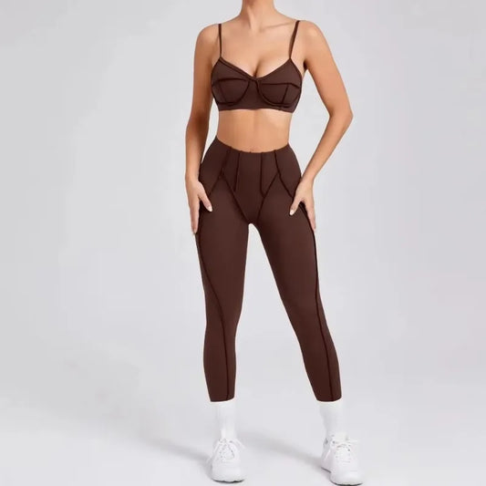 Yoga Sports Fitness Sets High Waist Hip-lifting Trousers Open Back Bra Suit Casual Running Workout Gym Leggings Sexy Sets Women