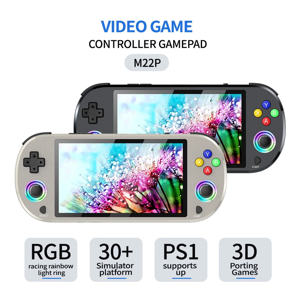New 128GB M22 Pro Portable Pocket Retro Handheld Video Game Console 5.0 Inch IPS Screen 1920*1080 Display Support LINUX Emelec