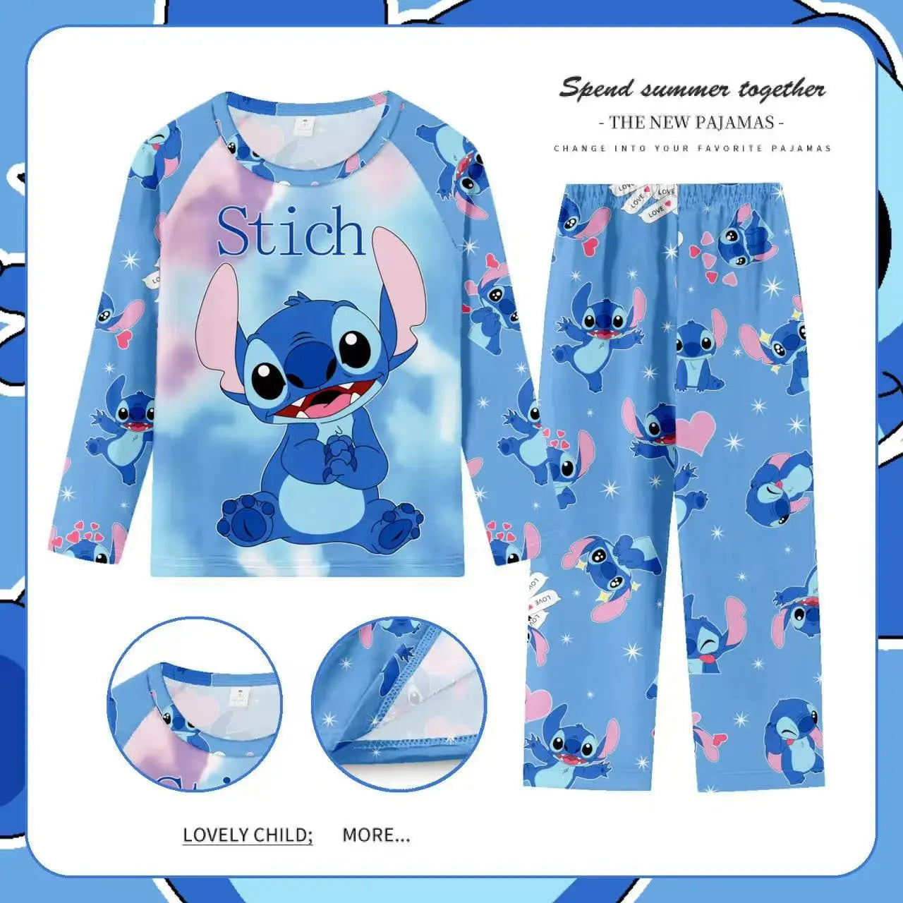 New Ensembles De Pyjamas Stitch Pour Children, Vêtements De Nuit Pour Garçons, Pantalons À Manches Longues, Vêtements Pour Gift