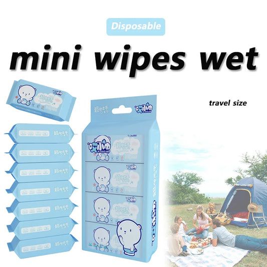 64pcs Disposable Mini Hand Wipes/Portable Travel Size Special Extraction Hand and Mouth Cleaning Wipes Fo Home School Supplies
