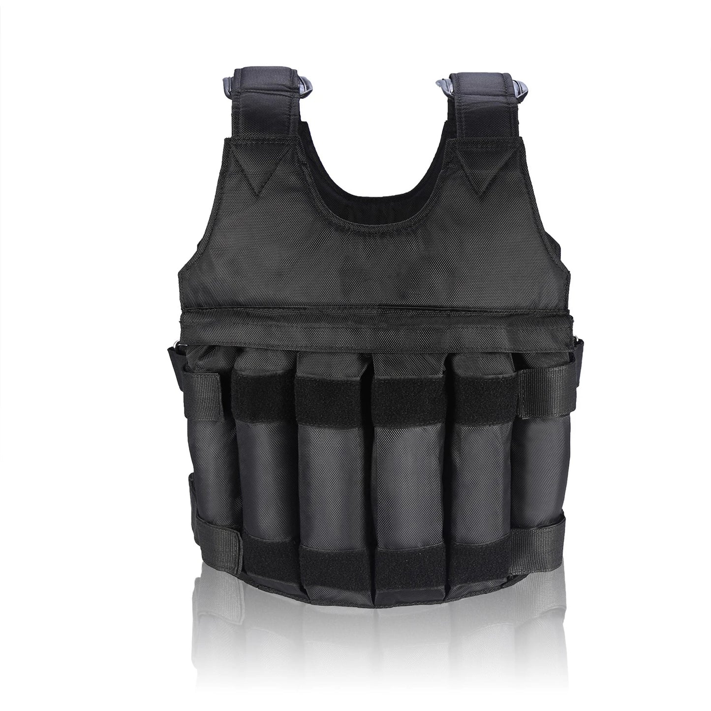 Fitness Weighted Vest with 12 Pouches for Sand or Steel Plates, Made of Durable Oxford Fabric, for Weight Loss and Exercise