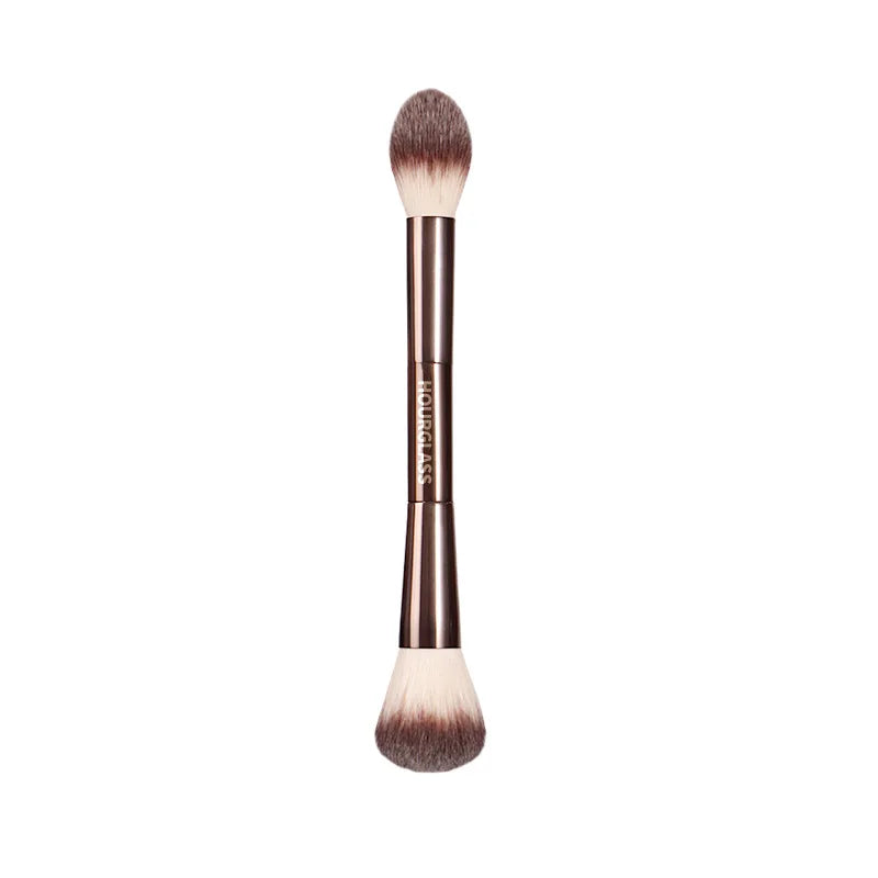 Makeup brush, powder brush, blush brush, loose powder brush, exquisite professional metal handle, double-head design, with box