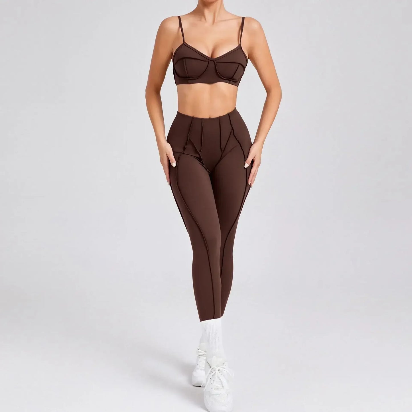 Yoga Sports Fitness Sets High Waist Hip-lifting Trousers Open Back Bra Suit Casual Running Workout Gym Leggings Sexy Sets Women