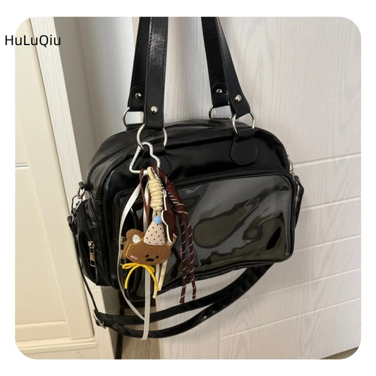 PU Transparent Ita Bolsos Mujer Japan Style Jk Bag High Capacity Sac Femme Crossbady Shoulder Bags Square Casual Bolsas